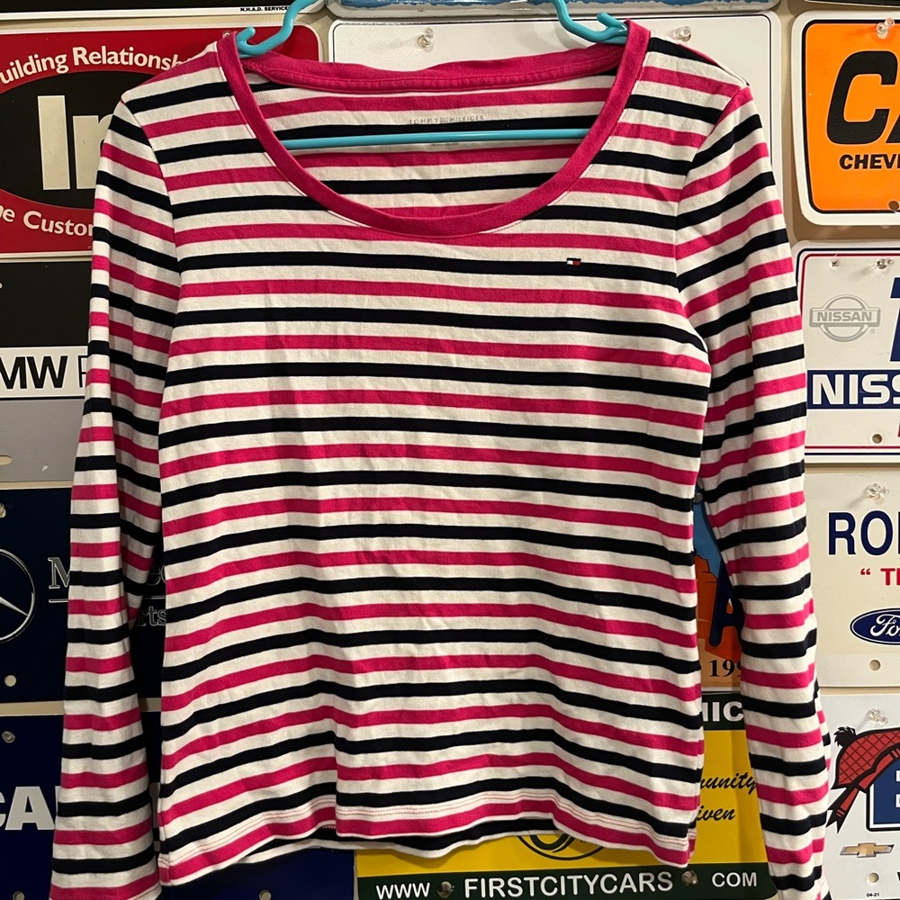 Tommy Hilfiger Pink and Navy Long Sleeve